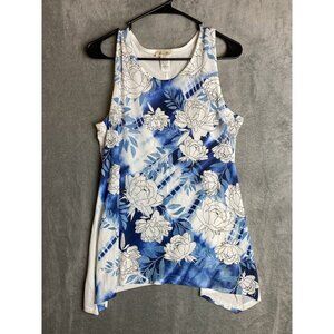 Brittany Black Womens Small Blue Floral Sleeveless Top